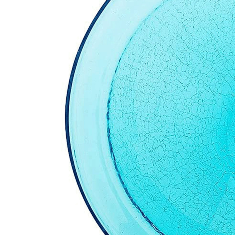 Glass Birdbath, 3" H x 12.5" W x 12.5" D, Teal