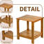 Table de bout en bois de teck à 2 niveaux avec tablette de rangement, table d'appoint intérieure et extérieure polyvalente et support de douche à lattes