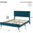 Full Velvet Bed – Adjustable Headboard, Wood Slats, Blue-182461919-182461915