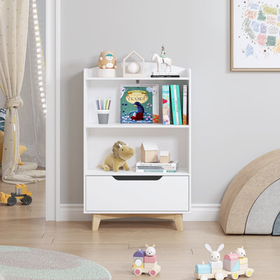 Bibliothèque pour enfants avec rangement et tiroir P 12 po x l 24 po x H 37 po