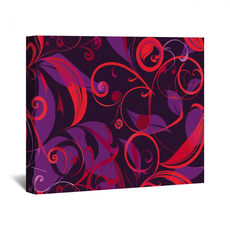Tourbillons floraux sur toile, H 32 po x l 32 po