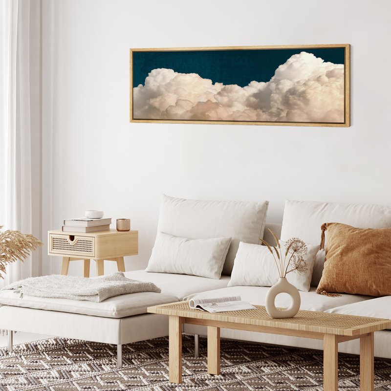 Nuage pastel sur toile, 2 pièces, H 20 po x l 60 po, Impression encadrée flottante sans passe-partout, Naturel