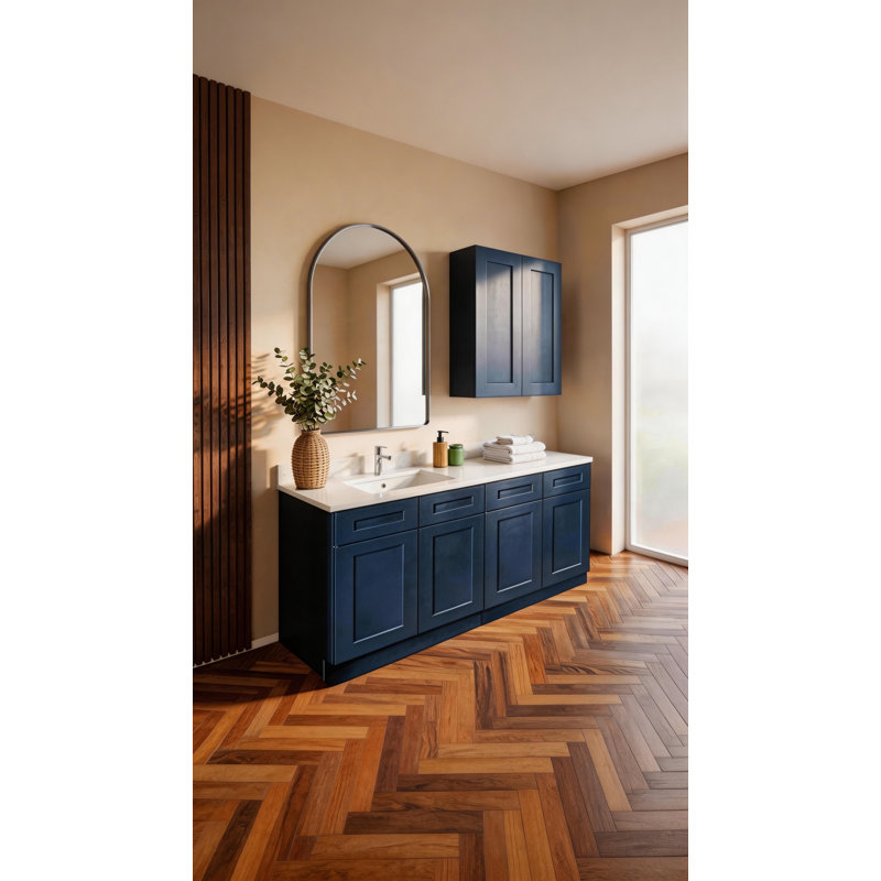 Armoire murale en bois massif bleu marine Shaker de 30 po - Charnières à fermeture en douceur, Marine