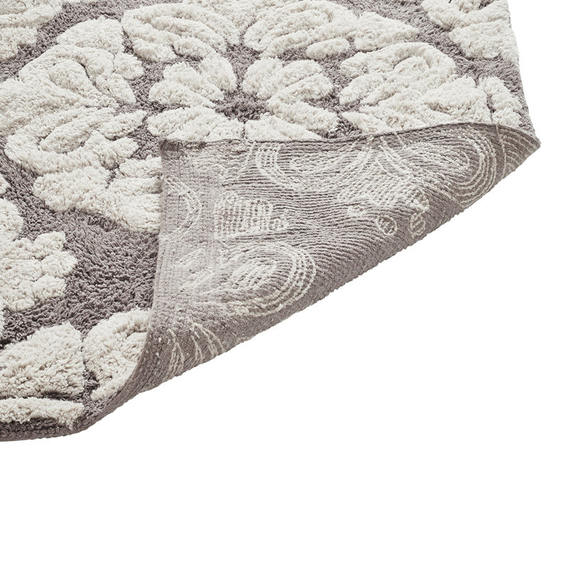Danitra 100% Cotton 1885 GSM Bath Rug with Non-Slip Latex Backing, Soft Absorbent Machine Washable Bathroom Mat, Medallion Design, 17" x 24", Beige