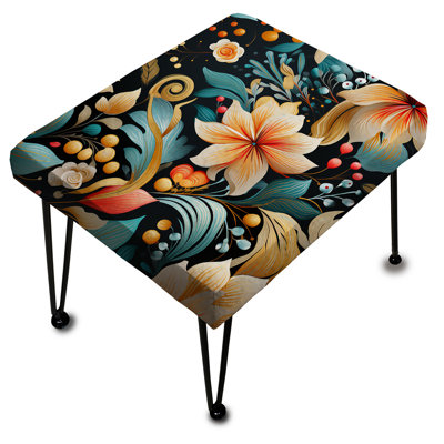 Volant rétro à motif floral cachemire - Repose-pieds rectangulaire à motif cachemire