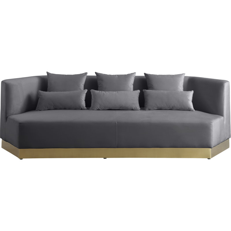 Marquis 93" Velvet Recessed Arm Sofa, Grey Velvet