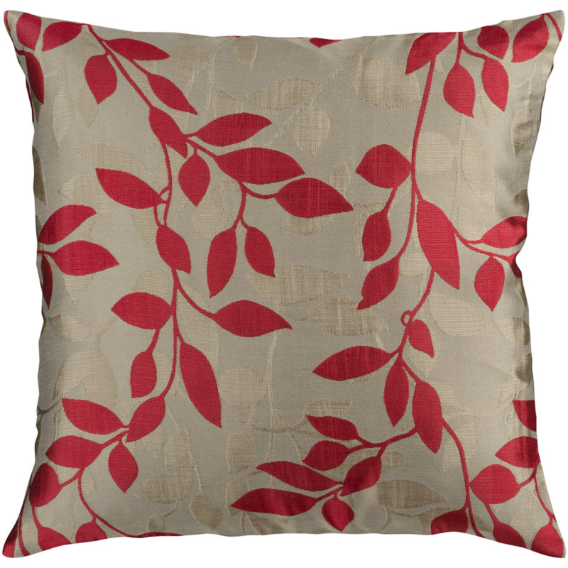 18" Aqua and Dark Green Embroidered Polyester Pillow