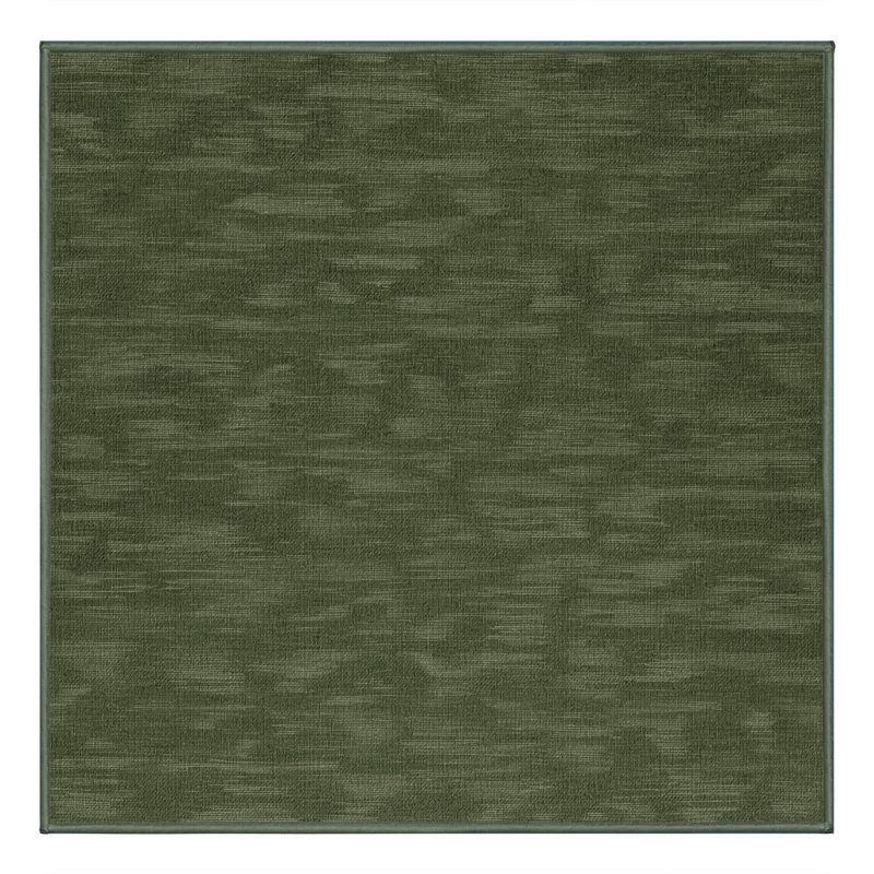 Machine Washable Solid Green Area Rug, Square 7'