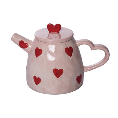 Dolomite Heart Teapot, Pink, Ceramic, Table, Kitchen, Valentines, Tabletop