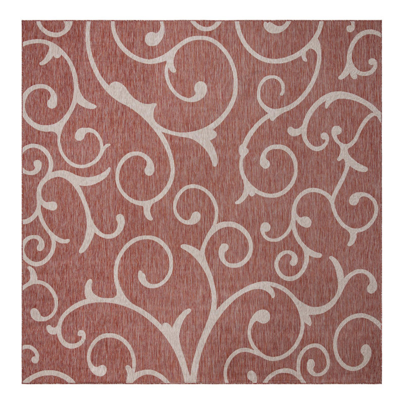 Tapis rouge rouille intérieur / extérieur Coutu, Carré 13 pi 1 po
