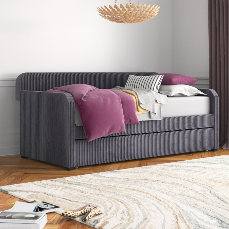 Lit de jour simple avec couchette Antonius, Gris
