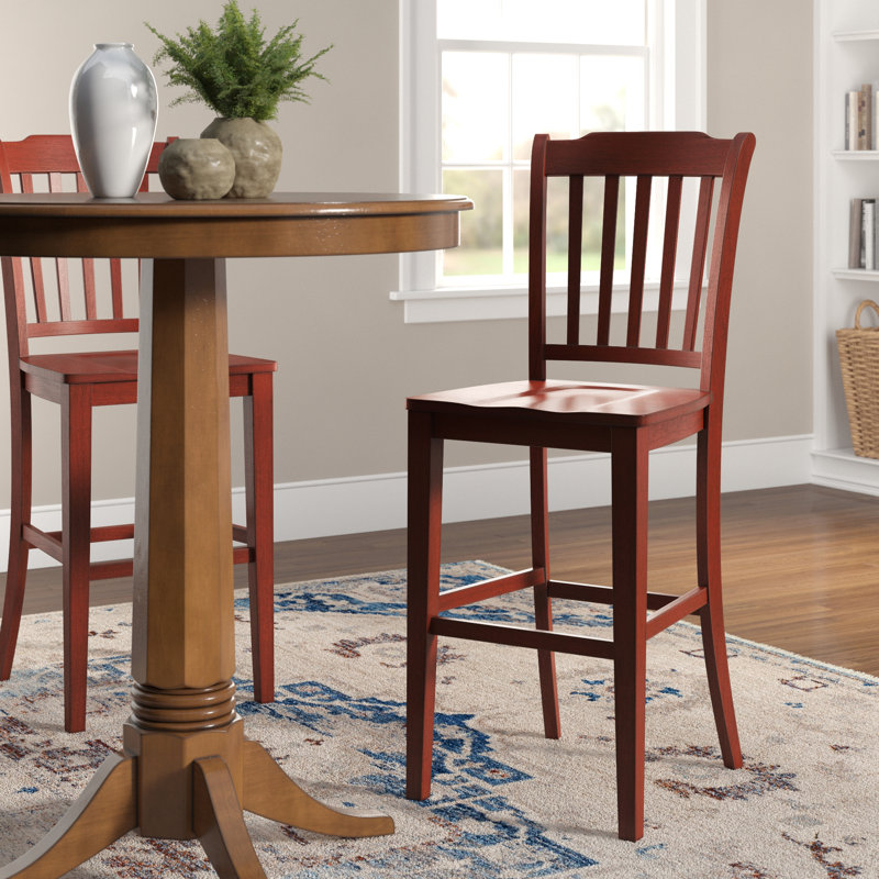 Fortville Solid Wood Counter/Bar Stool, Antique Berry, Bar Stool (29” Seat Height)