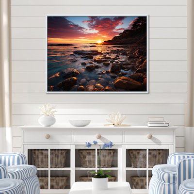 "Rocky Beach Coastal Birds", reproduction d'art sur toile