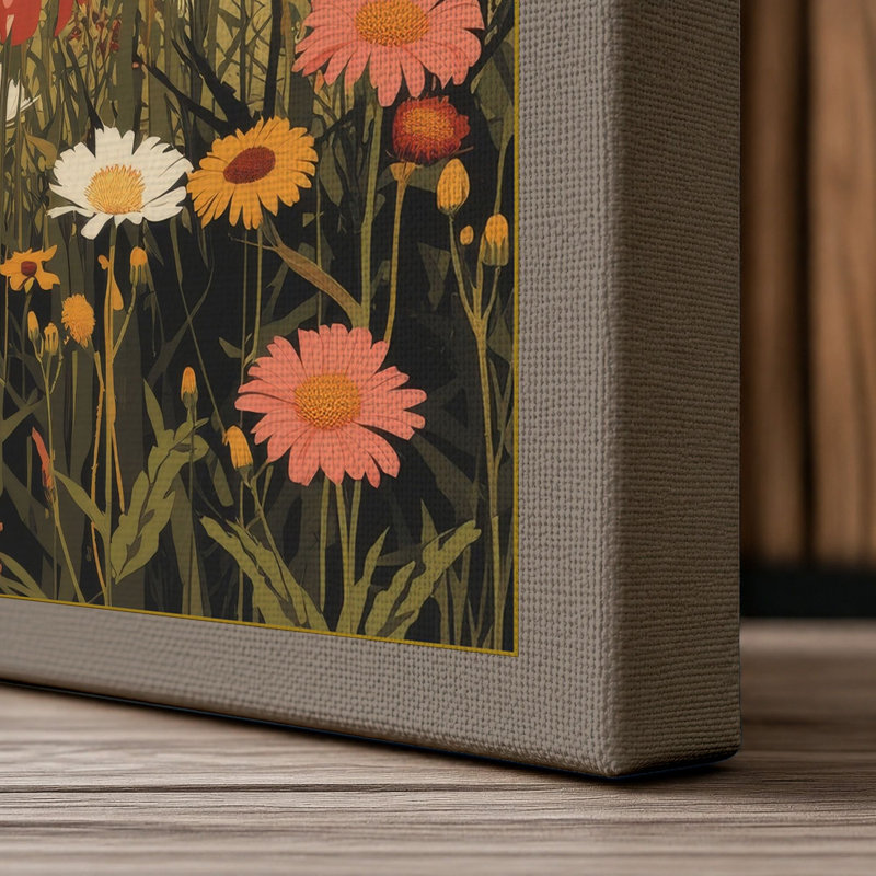 Wildflower Meadow Botanical - Wrapped Canvas, 18x12 - 45.7 x 30.5 cm, Taupe Border