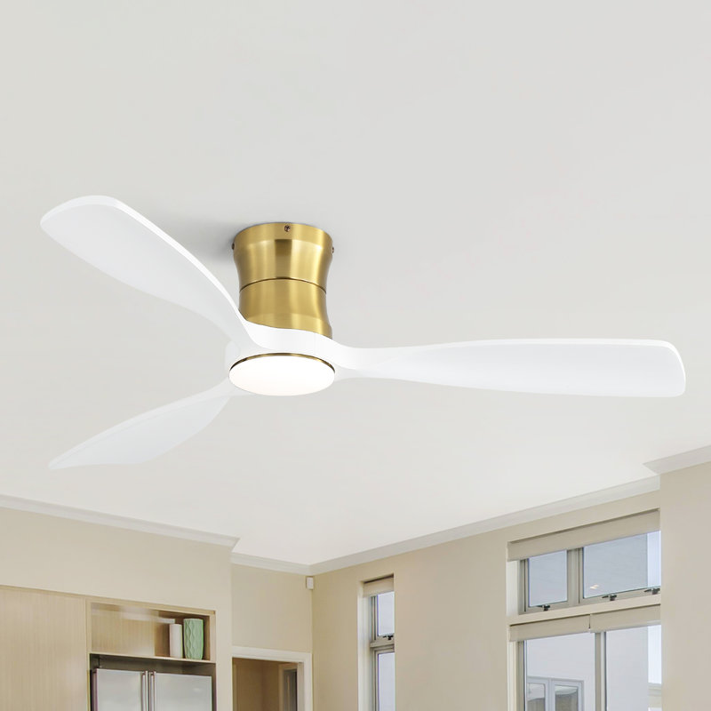 Ventilateur de plafond encastré 48 "avec lumières, télécommande, pales en bois massif à intensité variable avec fonction mémoire