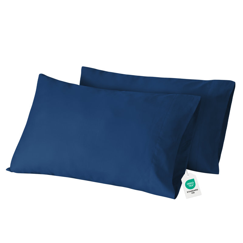 220 TC Cotton Blend Sateen Soft Smooth Pillowcase Set, King Pillowcase, Navy