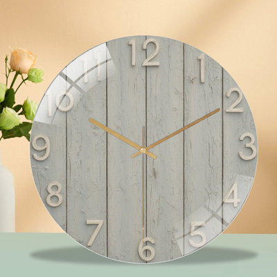 Clock Face Numbers Light Burst Art - 12'' Modern Glass Wall Clock