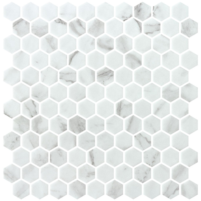 Vargal 1-in. Honeycomb Marble Look  Recycled Glass Hexagon Wall & Floor Mosaic Tile, Eivor