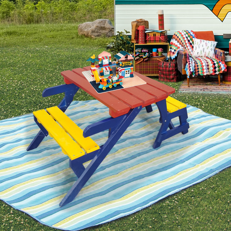Ensemble de table et chaises d'extérieur en bois massif Kids