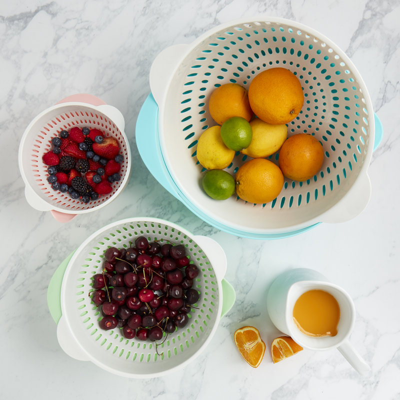 Basic Essentials Mixing Bowls with Colanders Set, Multicolor