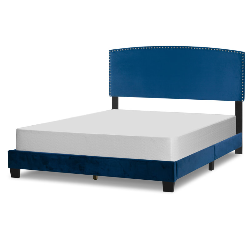 Dejuna Upholstered Standard Bed, Navy