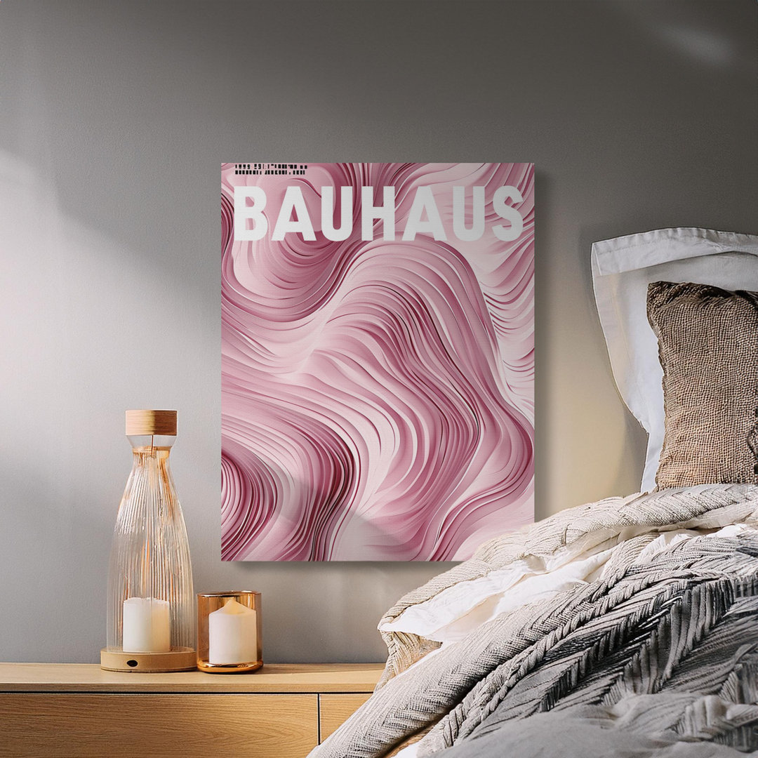 Abstract Bauhaus Pink Wave Canvas