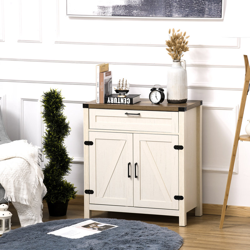 Garde-manger autoportant Enochs avec tablette réglable pour le salon, bois, Brun / blanc délavé