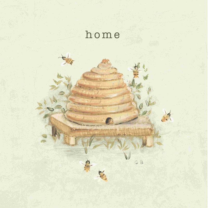 «Garden Bees» par Cheri Blum - imprimé, H 36 po x l 36 po, Non, Toile avec cadre flottant en érable