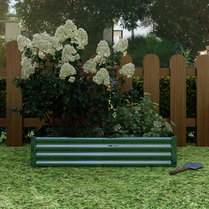 Metal Raised Garden Bed, Rectangle Raised Planter 4×2×1Ft For Flowers Plants, Vegetables Herb, Veezyo Green