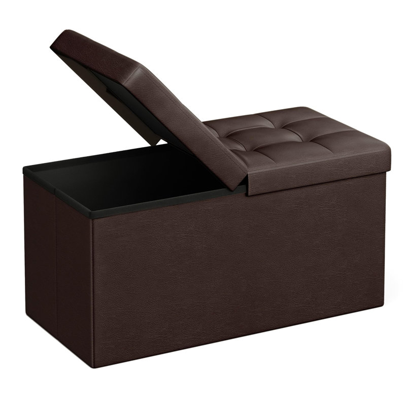 Folding Storage Ottoman, 15"H x 30"W x 15"D,  Brown