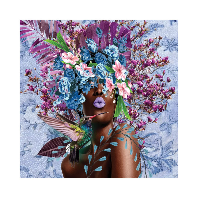 «Women in Bloom - Purplici» par Yvonne Coleman Burney - impression d'art graphique, H 26 po x l 26 po x P 1,5 po