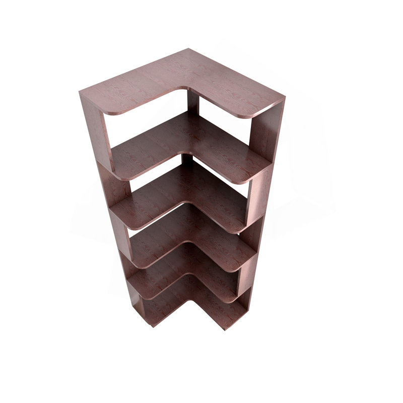 6 Tier Freestanding L-Shaped Corner Bookshelf For Living Room, Bedroom, Wooden Bookcase With Anti-Drop Panle And Anti Tipping Device, Display Shelf Open Storage Rack Organizer For Home Office DARK RED