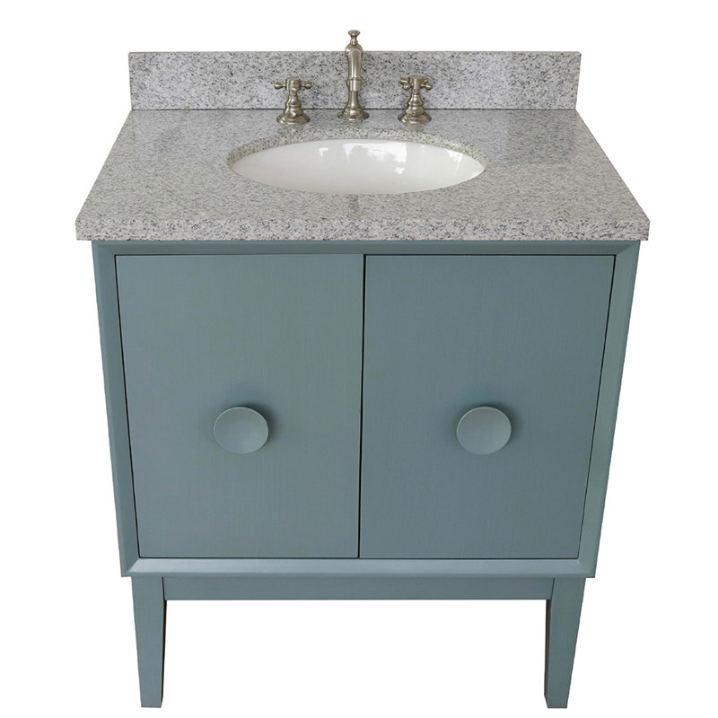 Ensemble de meuble-lavabo simple 31 po Crumley, Bleu turquoise / granit gris
