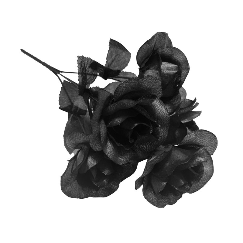 Ensemble de 4 fausses fleurs artificielles roses noires d'Halloween (ensemble de 4), E1