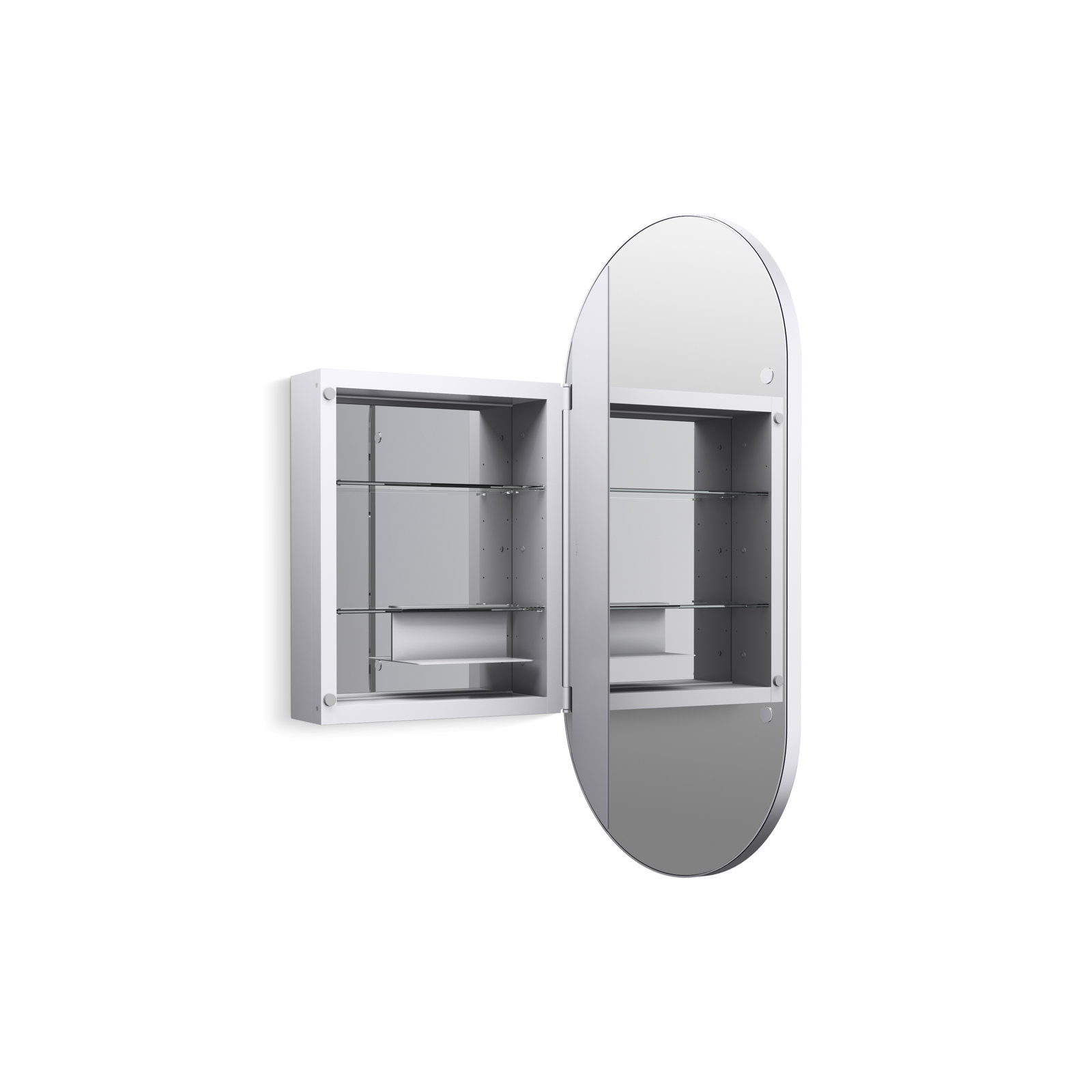 Verdera Capsule Framed Medicine Cabinet, 40" H x 20" W x 5.55" D, Polished Chrome