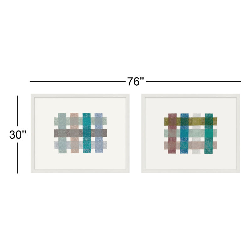 Gridlock Horizontal Print by Beth James, White Framed, 30'' H x 76'' W x 1.25'' D