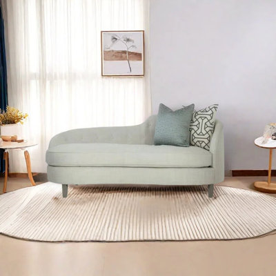 Soft Fabric Chaise Longue with Wood Frame