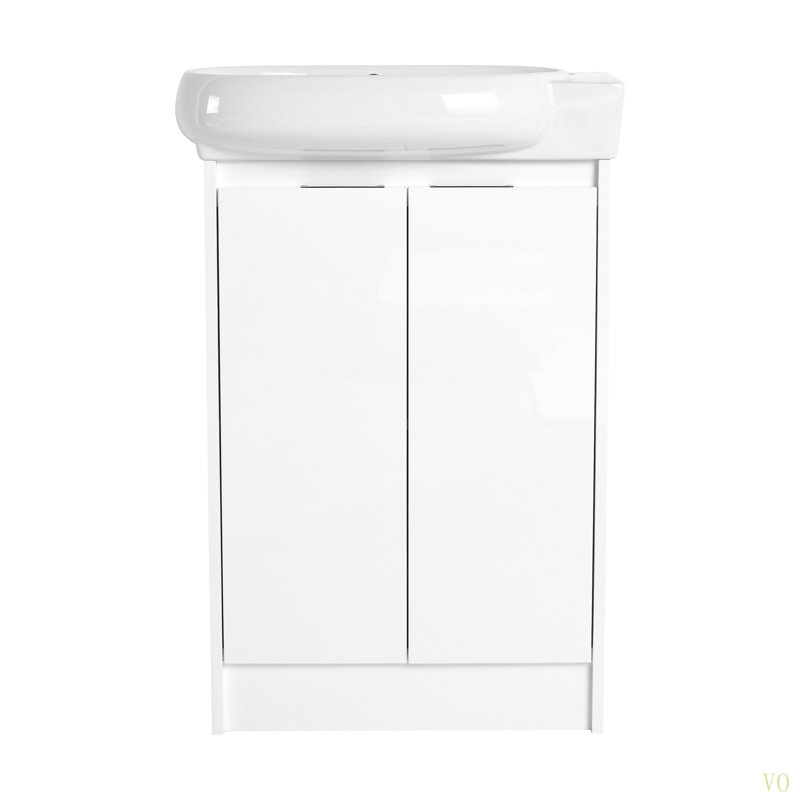 Meuble-lavabo autoportant de 23 po avec lavabo et portes à fermeture douce, Glossy White