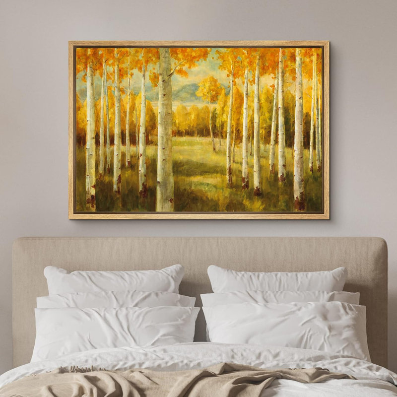 Automne automne «Vibrant Yellow Fall Autumn Forest Trees» sur, H 24 po x l 36 po, Cadre flottant naturel