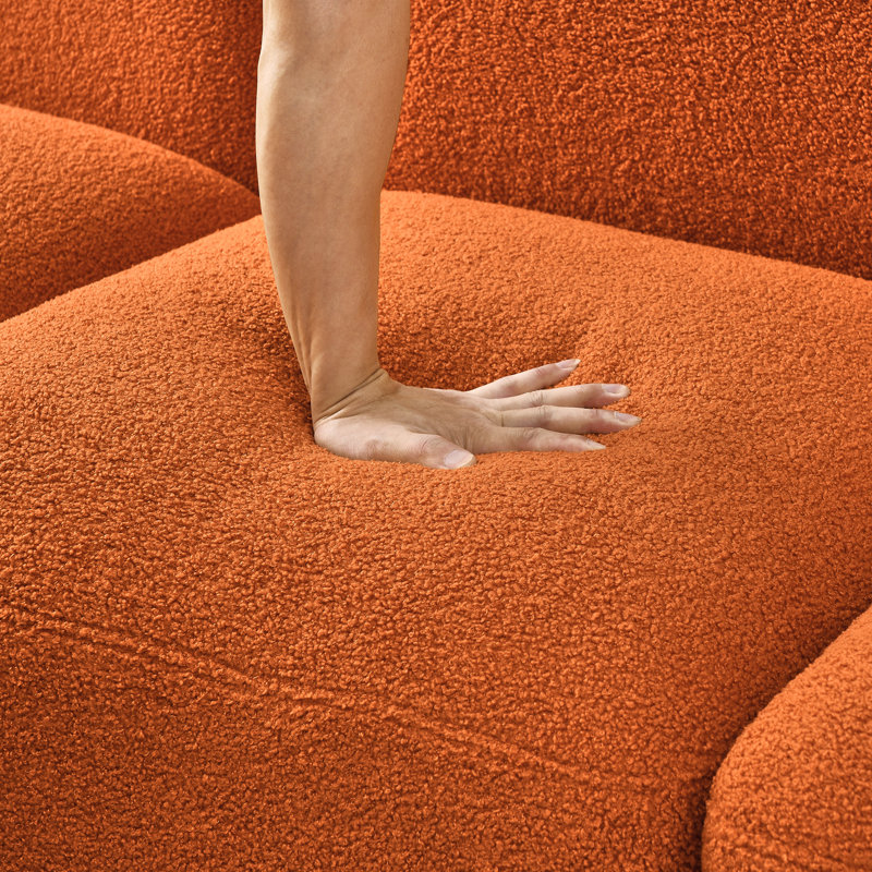 Assise modulaire réversible de 94 po avec repose-pieds Ashawn, 100 % polyester orange