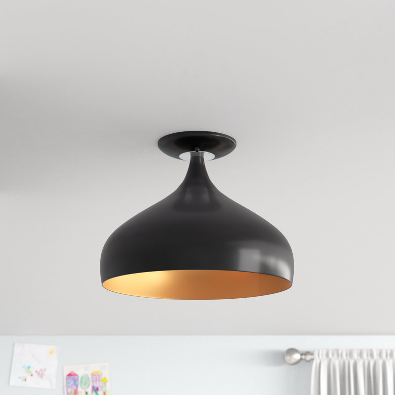 Plafonnier semi-encastré 1 lumière 11,75 po Fiddletown, Noir brillant