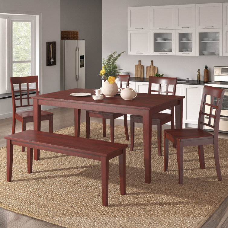 Alexa-Mae 6 - Person Solid Wood Top Four Leg Dining Set