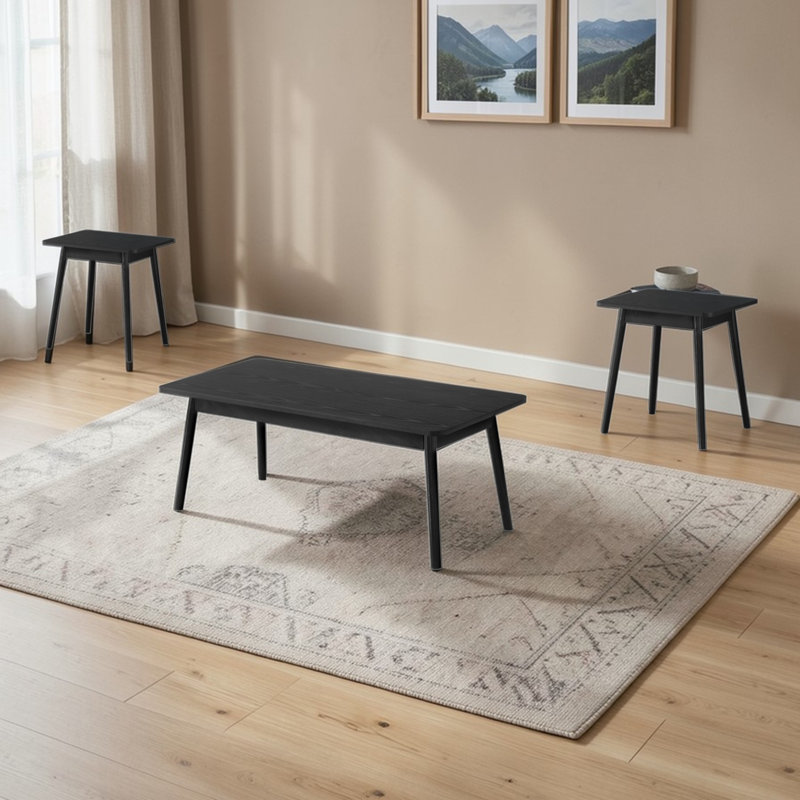 Ensemble de table moderne noir 3 pièces Moab