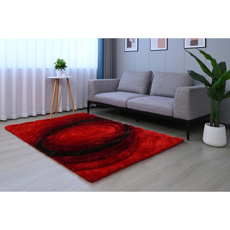Tapis moderne à poils longs 3D, Rectangle 5 pi x 7 pi