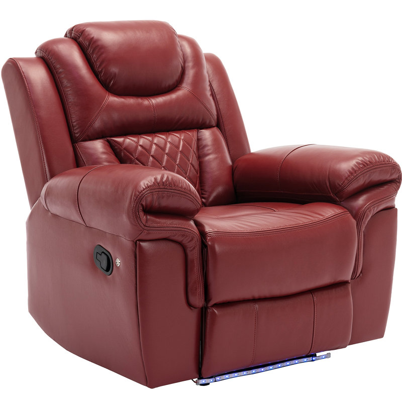 Home Theater Seating Manual Recliner Chair With LED Light Strip For Living Room,Bedroom, Wine Red, Wine Red
