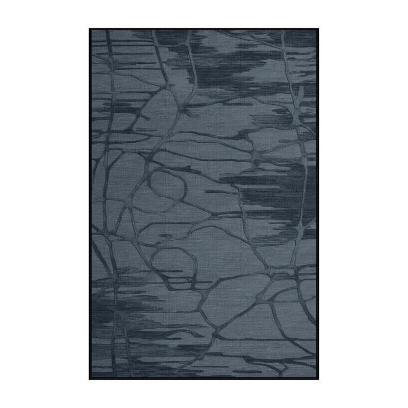 Machine Washable Abstract Black Area Rug, Rectangle 2' x 3'