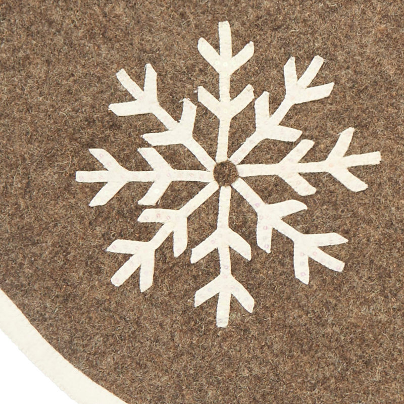 Handmade Gray Felt Christmas Tree Skirt with Snowflakes