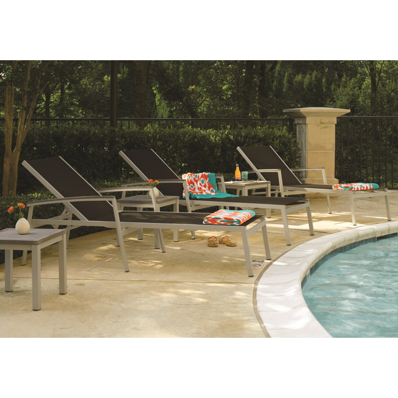 Travira Outdoor Chaise Lounge, Black, Tekwood Vintage, Flint