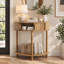 Console en demi-lune de 80 cm de large avec tablette de rangement et pieds en bois massif, table d'entrée moderne