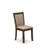 6 Piece Set a Linen White Top Kitchen Table in Trestle Base with a Small Bench and 4 Dark Khaki Linen Fabric parson chairs - Distressed Jacobean Finish-101566195-40265815-40265808
